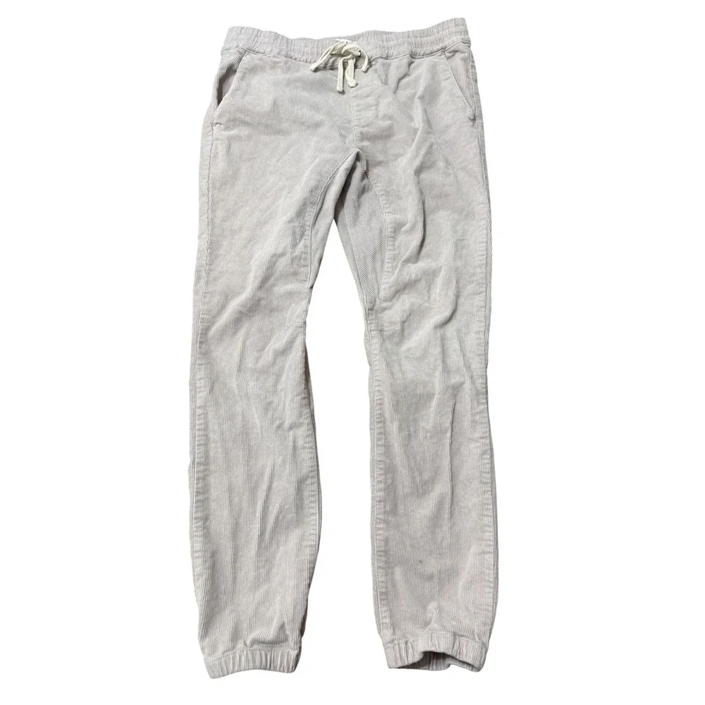 PacSun Jogger Men L Light Grey Excellent Corduroy Elastic Waist Drawstring Pants